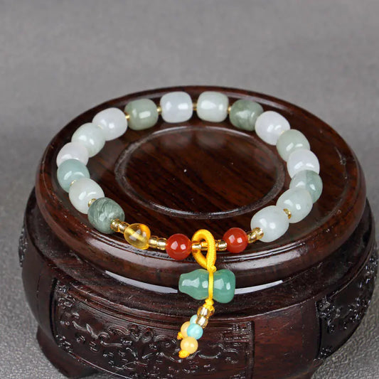 Gold Silk Jade Tianshan Cui Bracelet Necklace Unisex